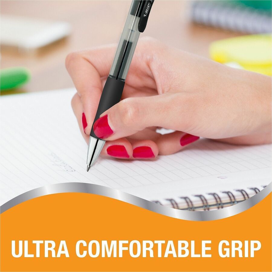 BIC Gelocity Pro Gel Pen, 0.7 mm Medium Point, Retractable, Black Ink, Gel-based, Round Barrel, 4 Pack
