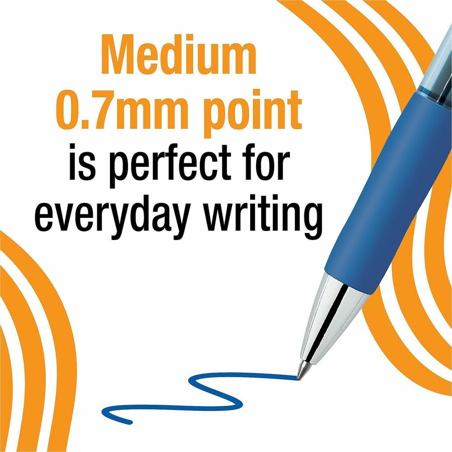 BIC Gelocity Pro Gel Pen, 0.7 mm Medium Point, Retractable, Blue Ink, Gel-based, Round Barrel, Comfort Grip, 1 Dozen