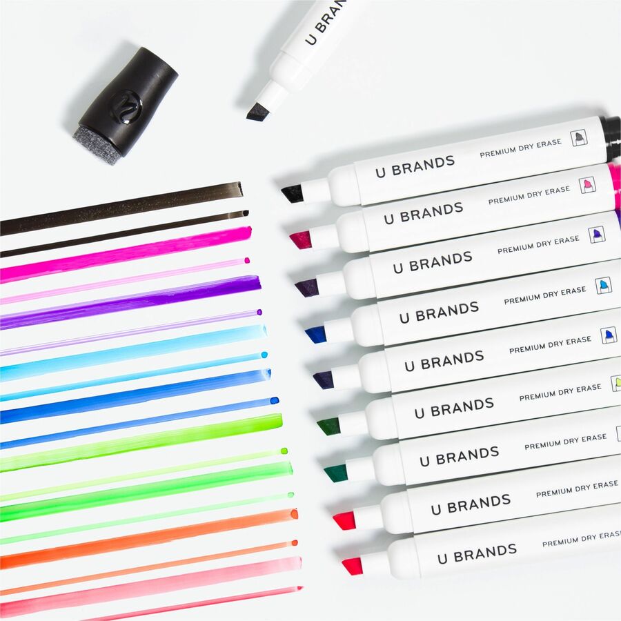 U Brands Dry Erase Markers, 5 mm Bold Chisel Point, Assorted Ink, White Barrel, 48 Pack