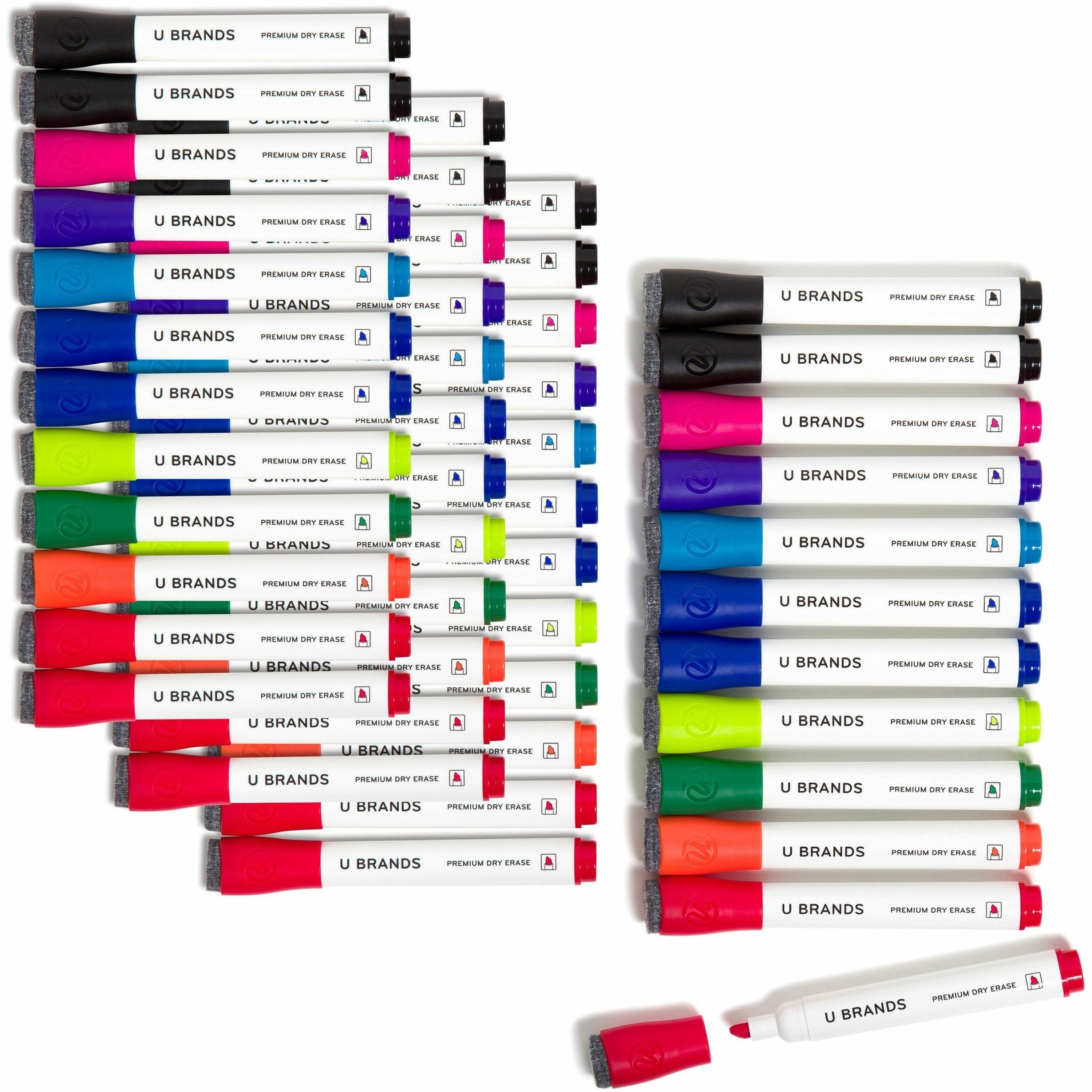 U Brands Dry Erase Markers, 5 mm Bold Chisel Point, Assorted Ink, White Barrel, 48 Pack