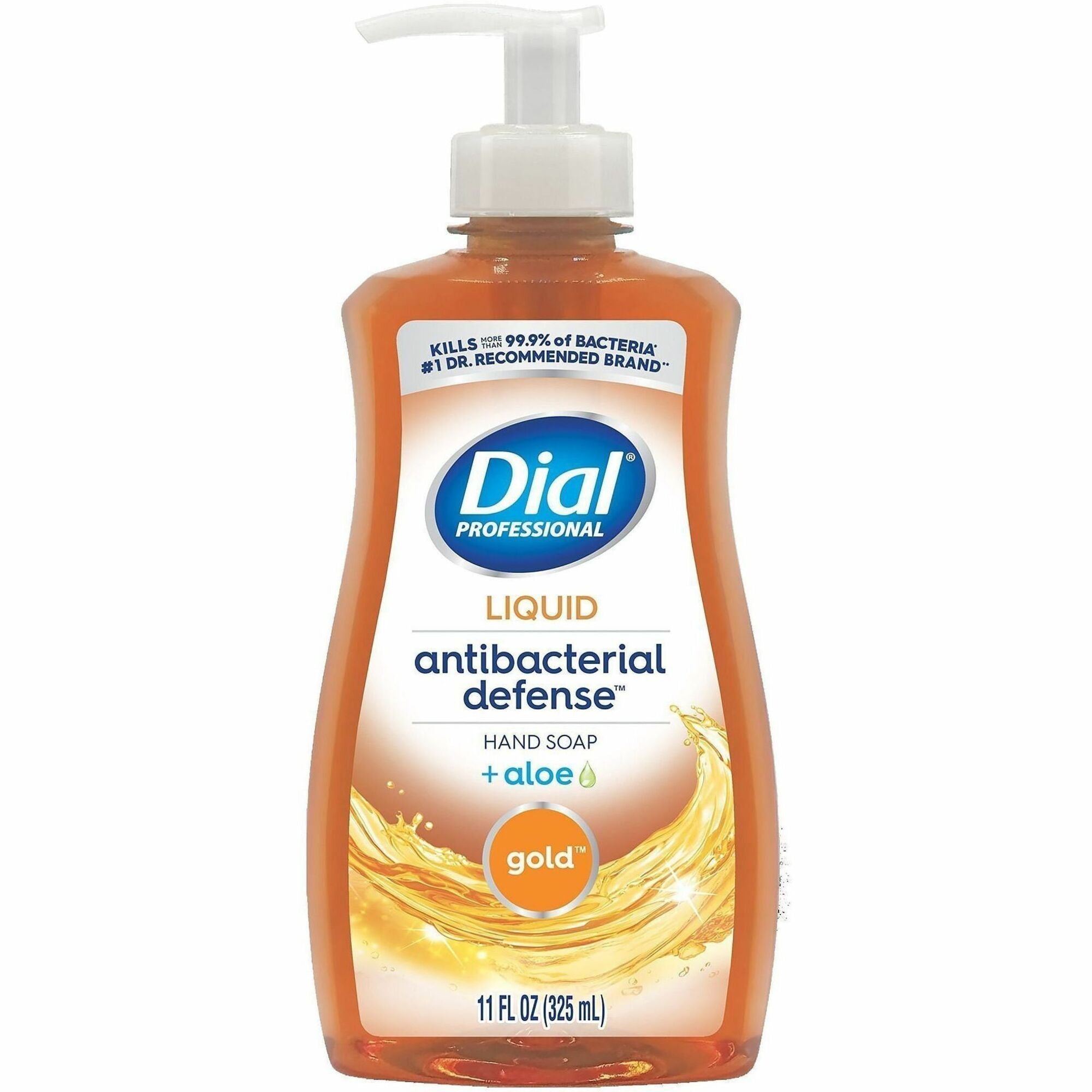 Dial Professional Antibacterial Defense Liquid Hand Soap, Fresh & Aloe Vera Scent, Pump Dispenser, Gold, Cruelty-free, Paraben-free, Phthalate-free, Silicone-free, Sulfate-free, Recycled, 1 Each