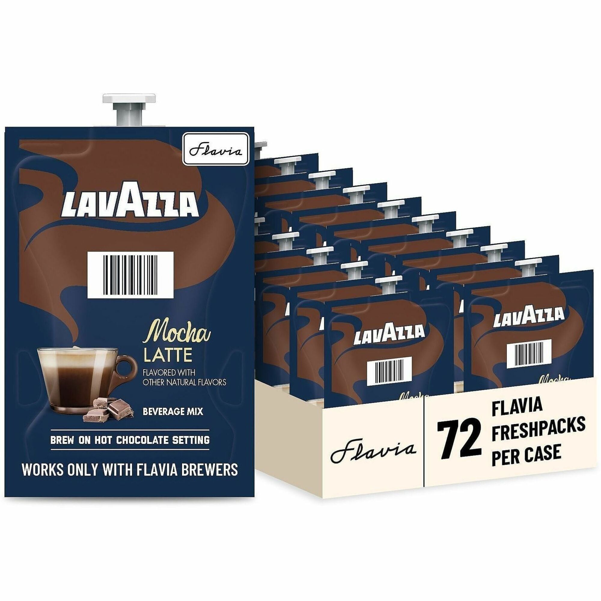 Flavia Latte Freshpacks, Mocha Latte, Medium Roast, Kosher, 0.5 oz Each, 72 Freshpacks per Carton, Compatible with Flavia Aroma, Creation 300, and Creation 600 Brewers