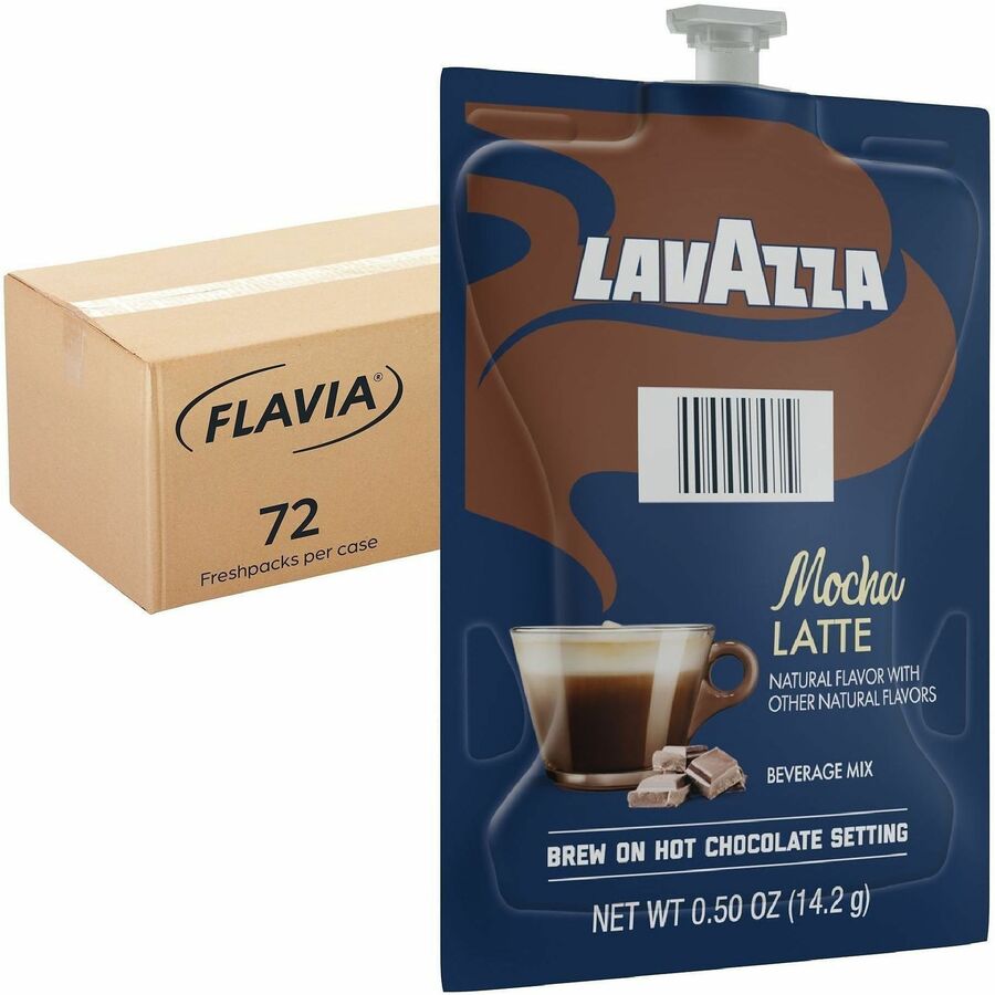 Flavia Latte Freshpacks, Mocha Latte, Medium Roast, Kosher, 0.5 oz Each, 72 Freshpacks per Carton, Compatible with Flavia Aroma, Creation 300, and Creation 600 Brewers