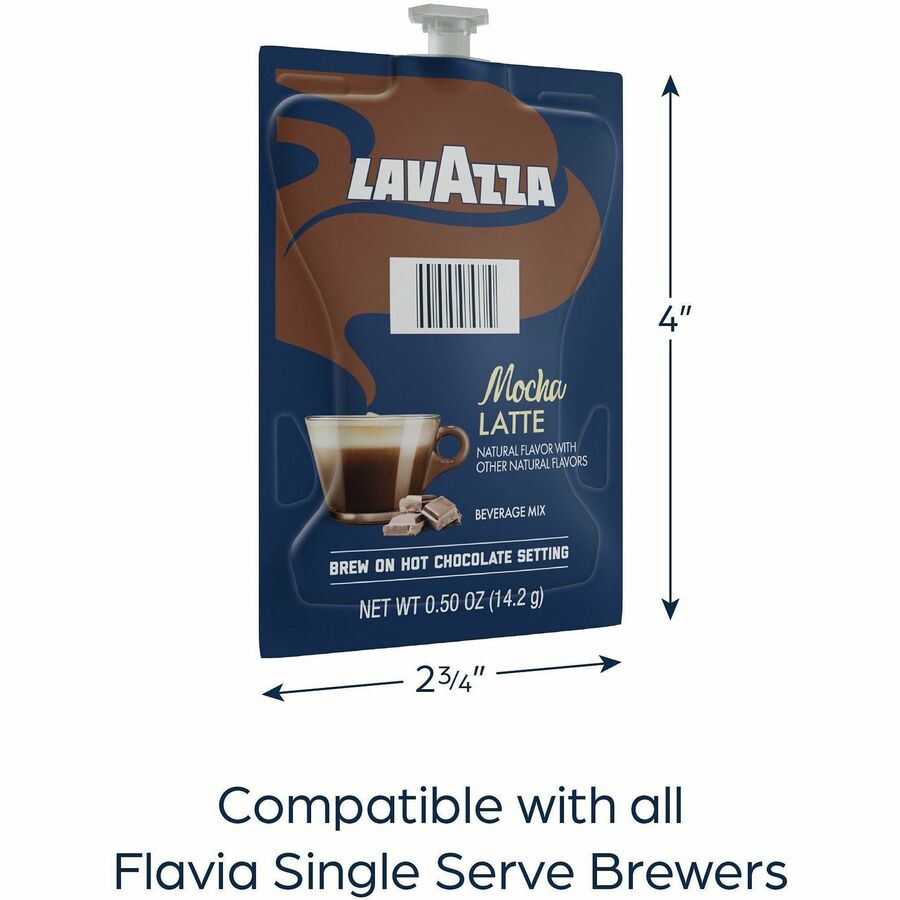 Flavia Latte Freshpacks, Mocha Latte, Medium Roast, Kosher, 0.5 oz Each, 72 Freshpacks per Carton, Compatible with Flavia Aroma, Creation 300, and Creation 600 Brewers