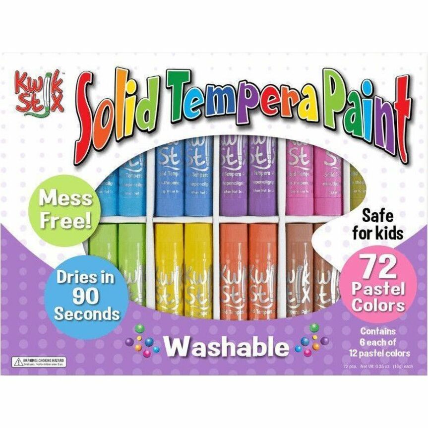 Tempera Paint Sticks Classpack, Pastel, 6 of Each Color, 72 Count