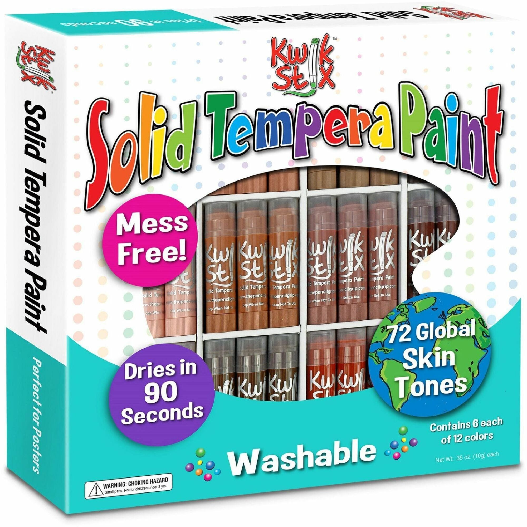 Solid Tempera Paint Sticks, Global Skin Tones, Class Pack Set of 72 Colors