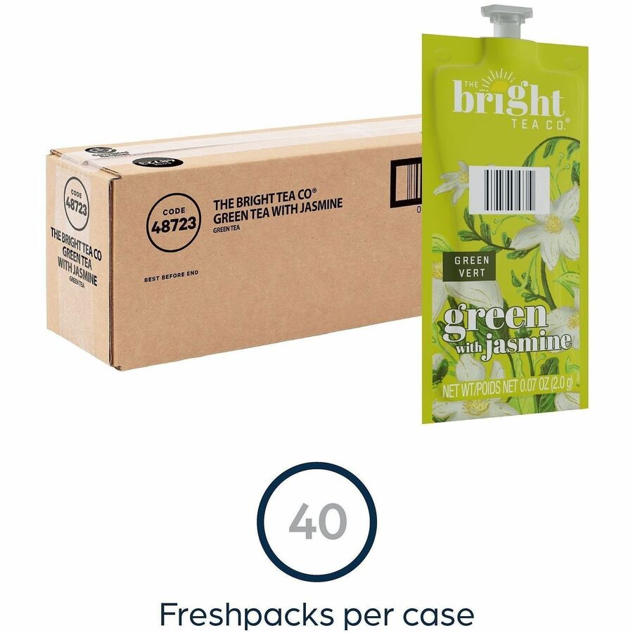 Flavia Bright Tea Co Green Tea with Jasmine, Caffeinated, Kosher, Freshpack, 40/Carton