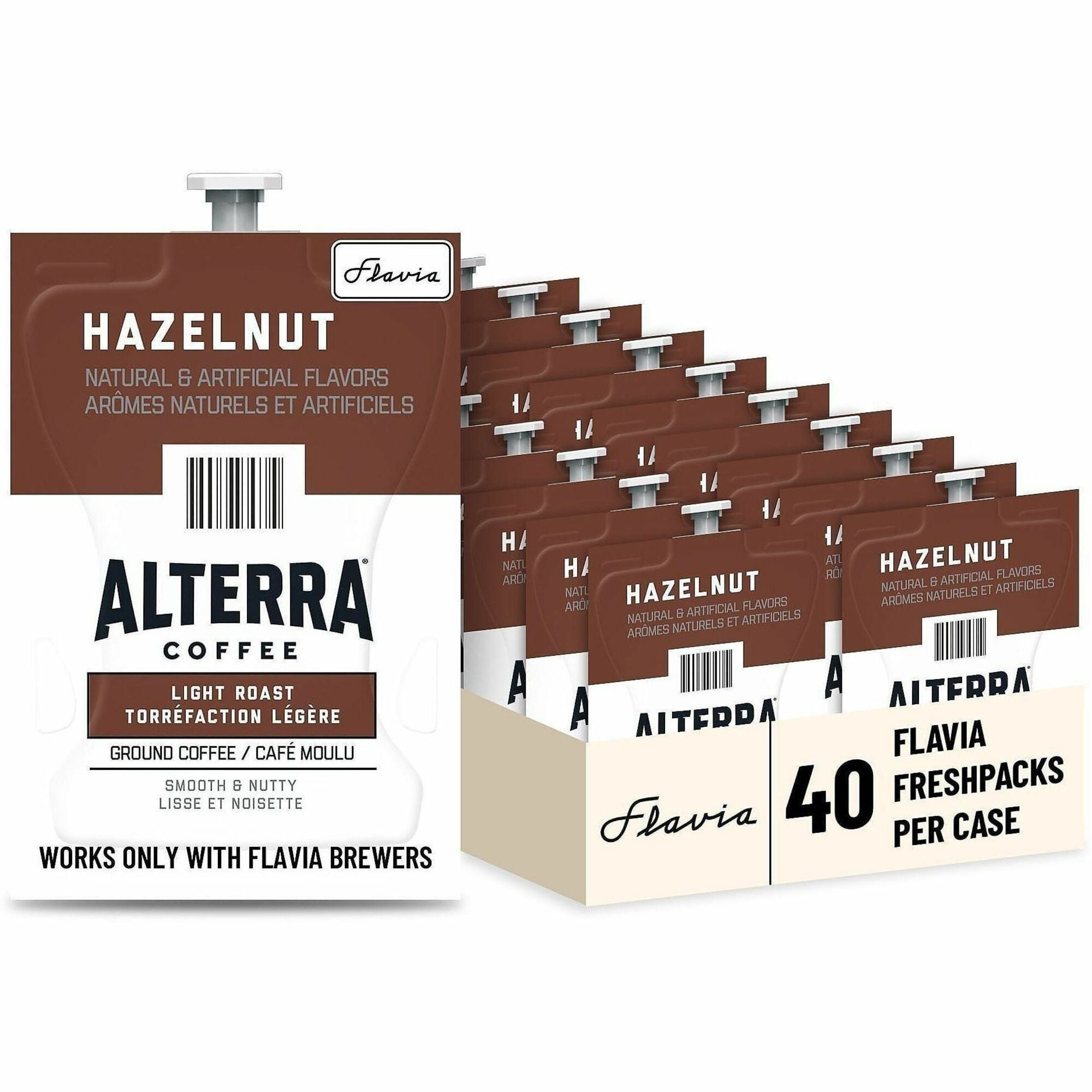 Flavia Alterra Hazelnut Flavored Coffee Freshpack, Light Roast, 0.2 oz, Kosher, 40 Freshpacks per Carton