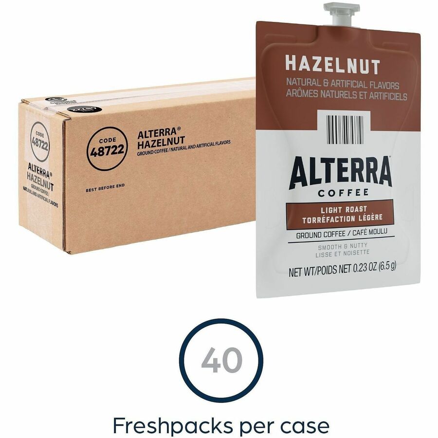 Flavia Alterra Hazelnut Flavored Coffee Freshpack, Light Roast, 0.2 oz, Kosher, 40 Freshpacks per Carton