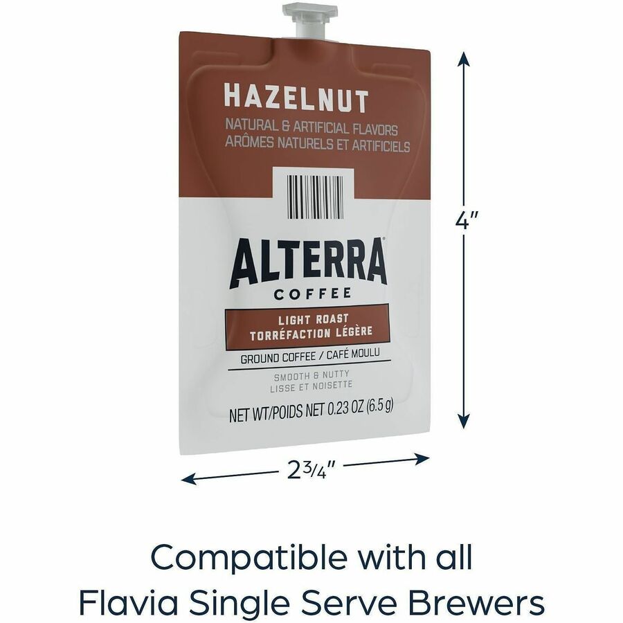 Flavia Alterra Hazelnut Flavored Coffee Freshpack, Light Roast, 0.2 oz, Kosher, 40 Freshpacks per Carton
