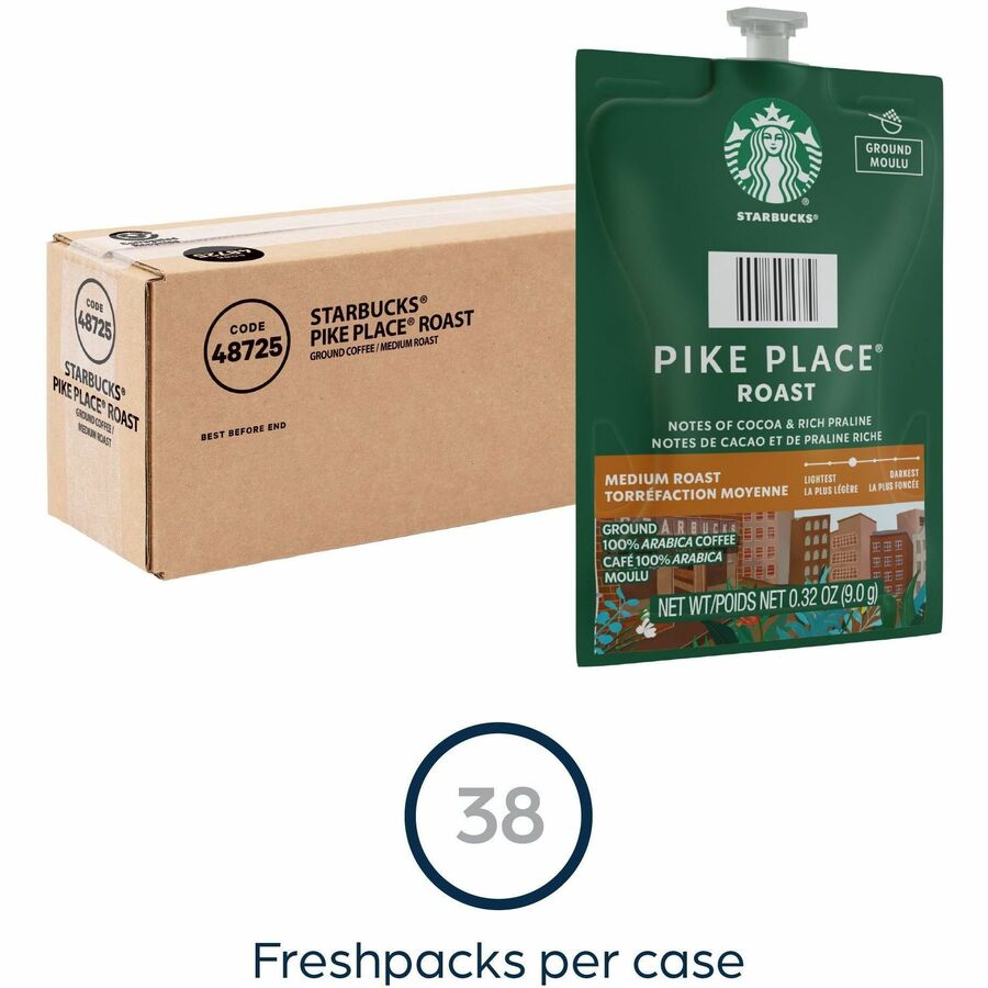 Flavia Starbucks Pike Place Roast Freshpack, Medium Roast, Kosher, 0.3 oz, 38 Freshpacks per Carton, Compatible with Flavia Brewers