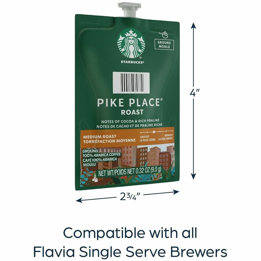 Flavia Starbucks Pike Place Roast Freshpack, Medium Roast, Kosher, 0.3 oz, 38 Freshpacks per Carton, Compatible with Flavia Brewers