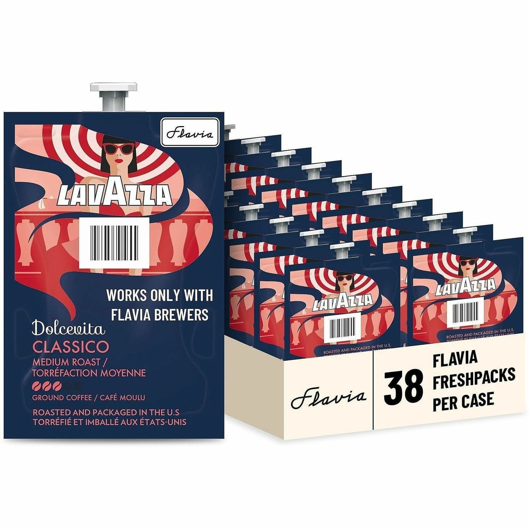 Flavia Classico Coffee Freshpack, Medium Roast, Arabica & Robusta Blend, 0.3 oz Each, 38 Freshpacks per Carton, Compatible with Flavia Aroma, Creation 300 & 600 Brewers