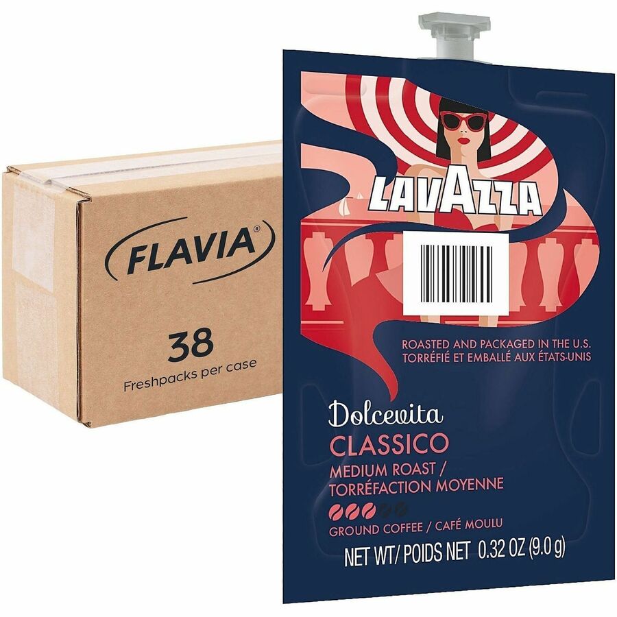 Flavia Classico Coffee Freshpack, Medium Roast, Arabica & Robusta Blend, 0.3 oz Each, 38 Freshpacks per Carton, Compatible with Flavia Aroma, Creation 300 & 600 Brewers