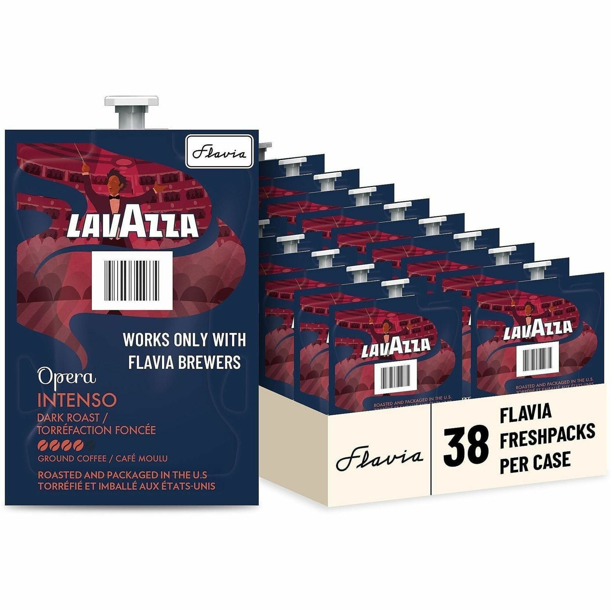 Flavia Intenso Dark Roast Coffee Freshpacks, Medium/Dark, 0.3 oz, Arabica & Robusta Blend, Kosher, 38 Freshpacks per Carton