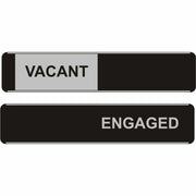 Seco Door Sign, "Vacant/Engaged", 10" x 2", Door-mountable, Self-adhesive, Aluminum/PVC, Multicolor, 1 Each