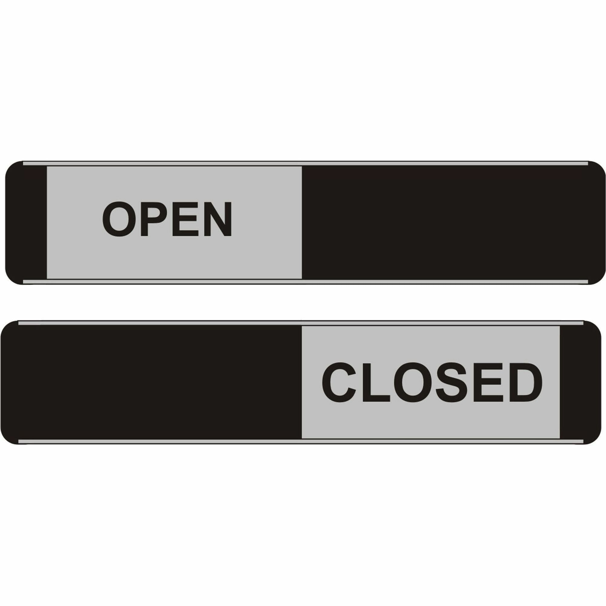 Seco Door Sign, Open/Closed, 10" x 2", Door-Mountable, Self-Adhesive, Aluminum/PVC, Multicolor, 1 Each