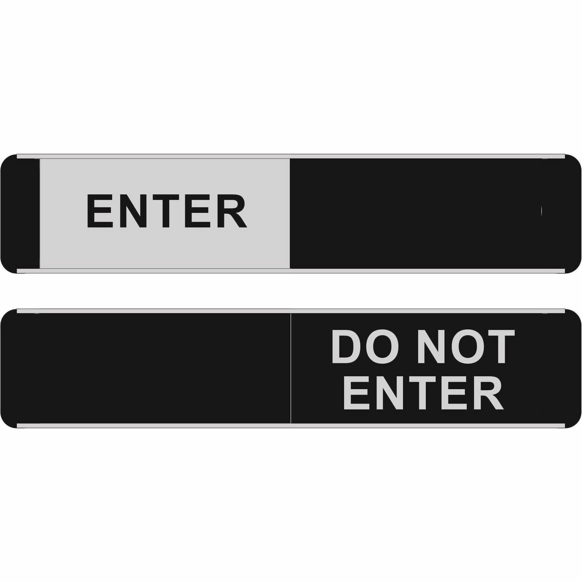 Seco Door Sign, "Enter/Do Not Enter", 10" x 2", Door-mountable, Self-adhesive, Aluminum/PVC, Multicolor, 1 Each