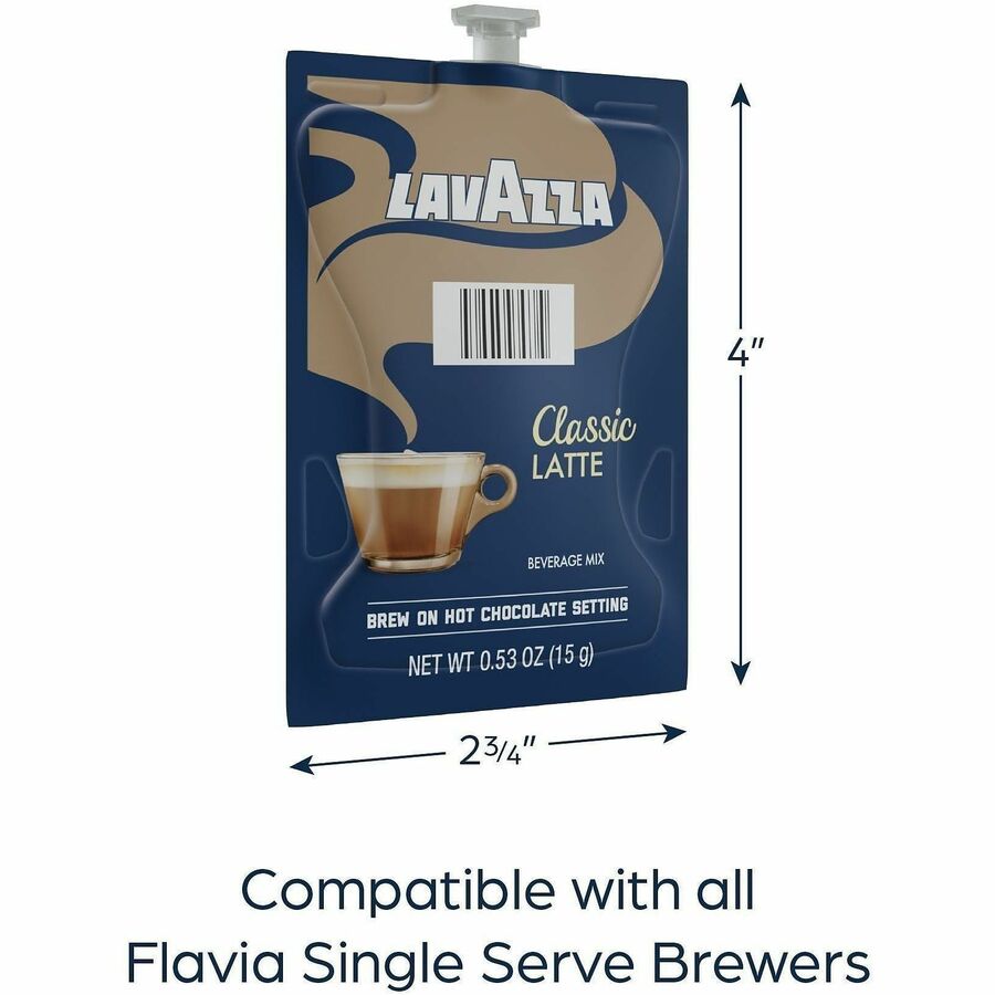 Flavia Latte Freshpacks, Classic Latte, Medium Roast, Kosher, 0.5 oz, 72 Freshpacks per Carton