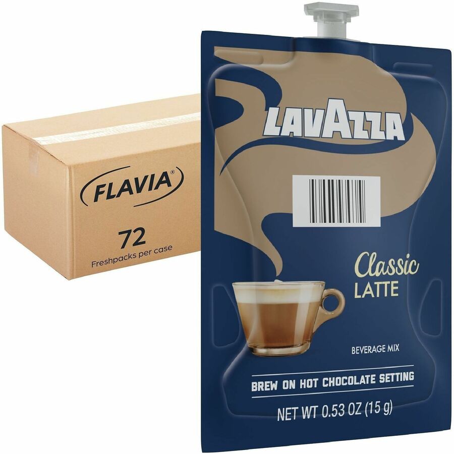 Flavia Latte Freshpacks, Classic Latte, Medium Roast, Kosher, 0.5 oz, 72 Freshpacks per Carton