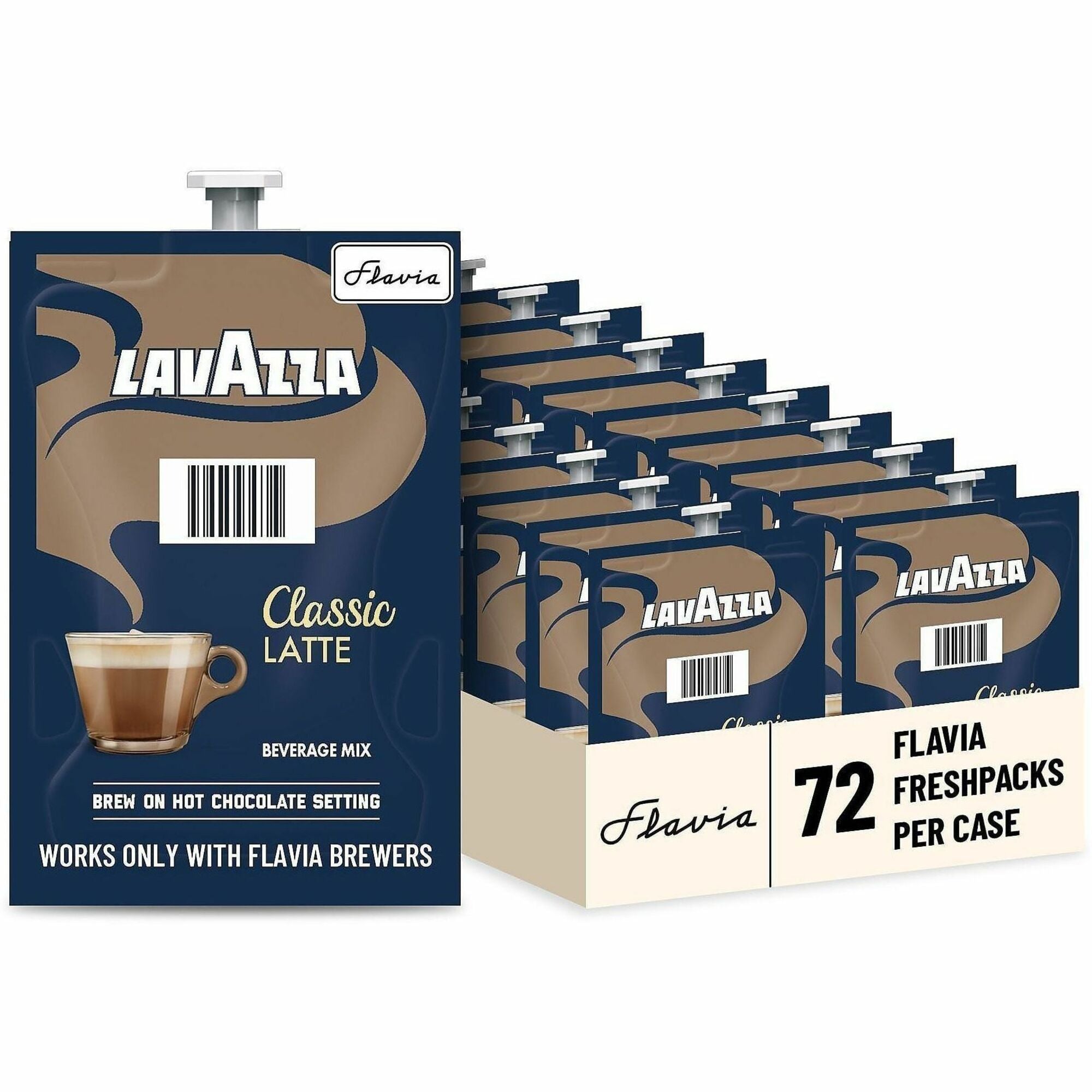 Flavia Latte Freshpacks, Classic Latte, Medium Roast, Kosher, 0.5 oz, 72 Freshpacks per Carton