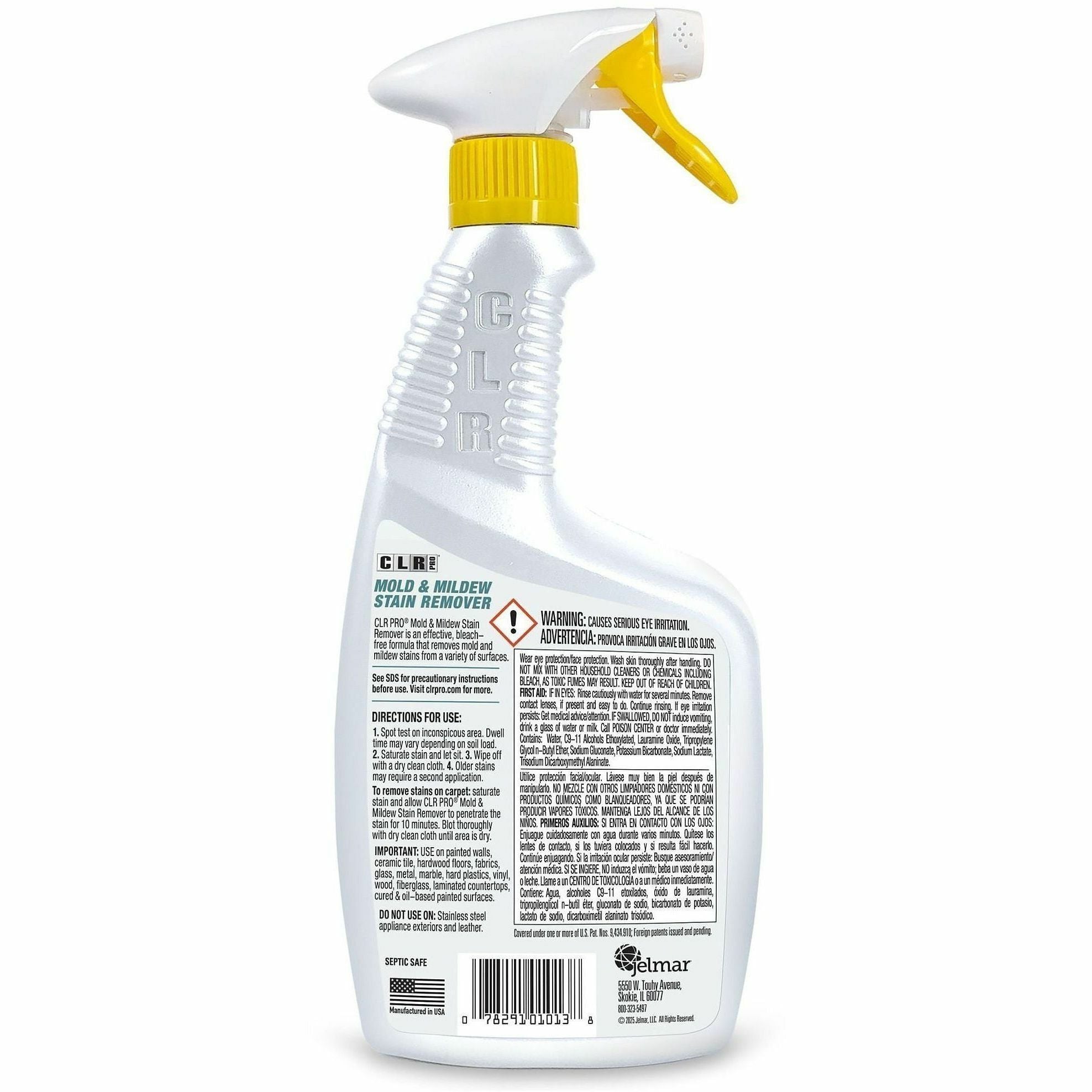 CLR Pro Mold & Mildew Stain Remover, Foam Spray, Bleach-Free, White, 32 fl oz (1 quart), 1 Bottle