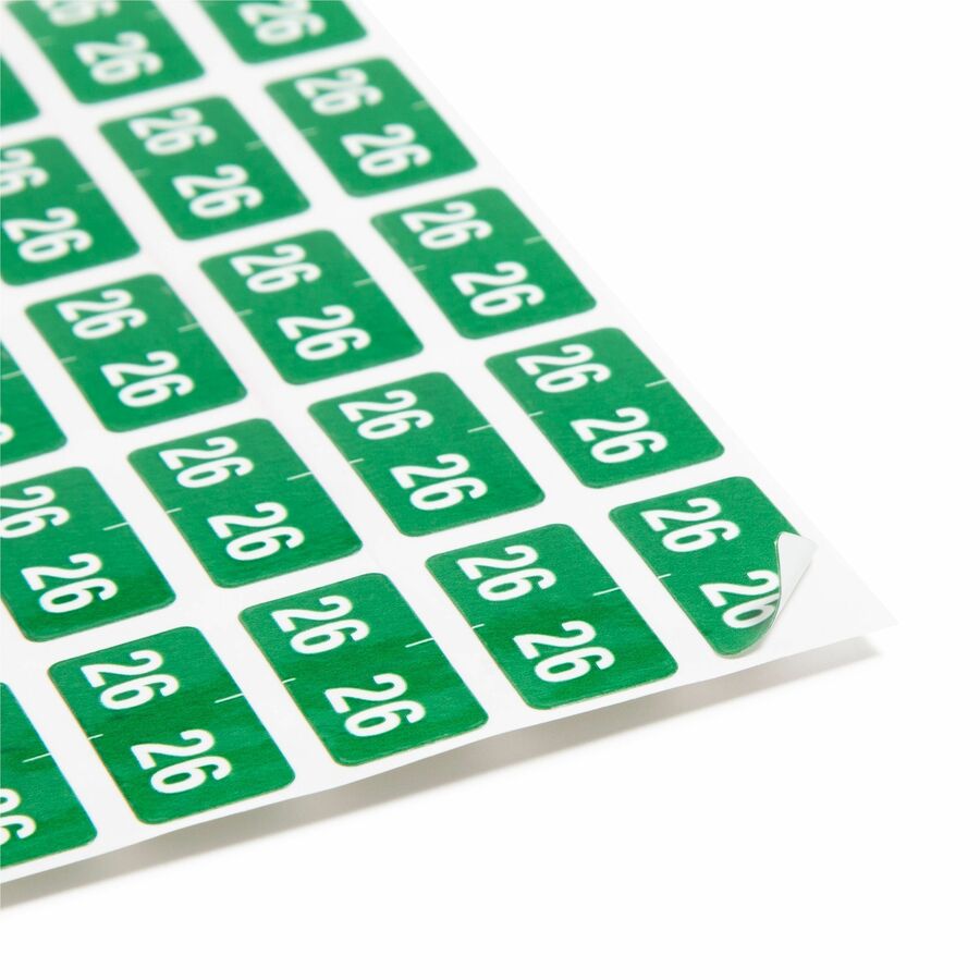 Smead ETS Color-Coded Year Labels, Green, Laminated, Self-Adhesive, 1/2" x 1", 25 Labels/Sheet, 10 Sheets, 2026 Total Labels, 1 Pack
