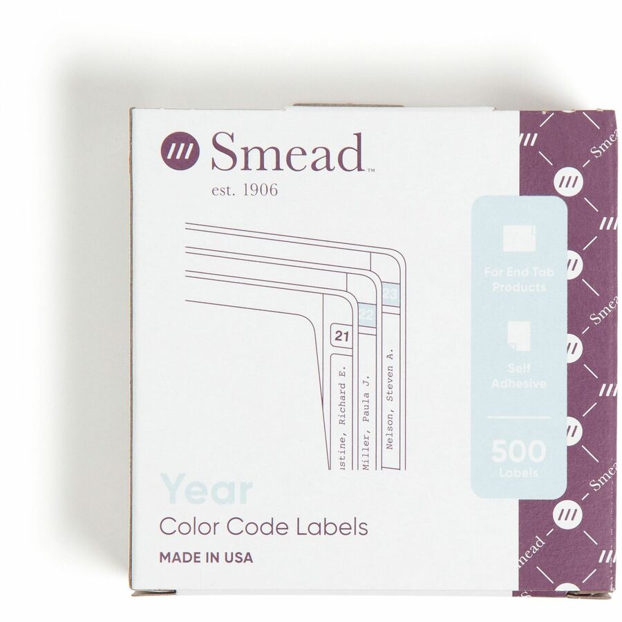 Smead ETYJ Color-Coded Year Labels, 3/4" x 1 1/2", Orange, Laminated, Self-Adhesive, 500 Labels per Roll, 1 Roll