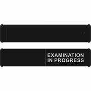 Seco Door Sign, "EXAMINATION IN PROGRESS", 10" x 2", Door-mountable, Self-adhesive, Aluminum/PVC, Multicolor, 1 Each