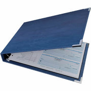 Davis Group Premium 3-Up Business Checkbook Binder, 7 Rings, 200 Sheet Capacity, Internal Pocket, Vinyl, Navy Blue, 1 Each