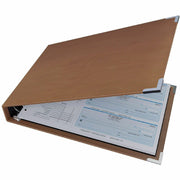 Davis Group Premium 3-Up Business Checkbook Binder, 200 Sheet Capacity, 7 Rings, Internal Pocket, Vinyl, Tan, 1 Each