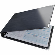 Davis Group Premium 3-Up Business Checkbook Binder, 200 Sheet Capacity, 7 Rings, Internal Pocket, Vinyl, Black, 1 Each