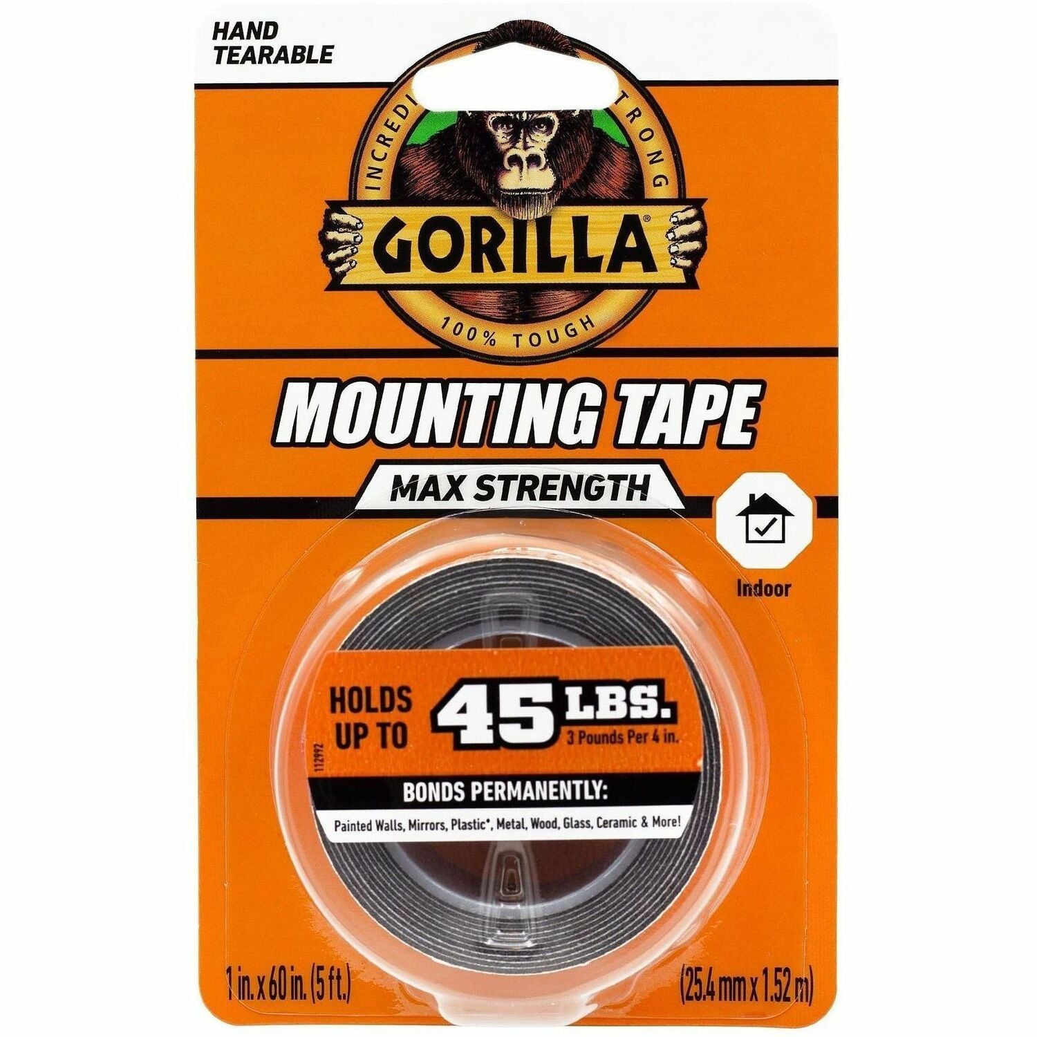 5 ft Length x 1" Width - Black - For Mounting, Multi Surface, Indoor - 1 Each