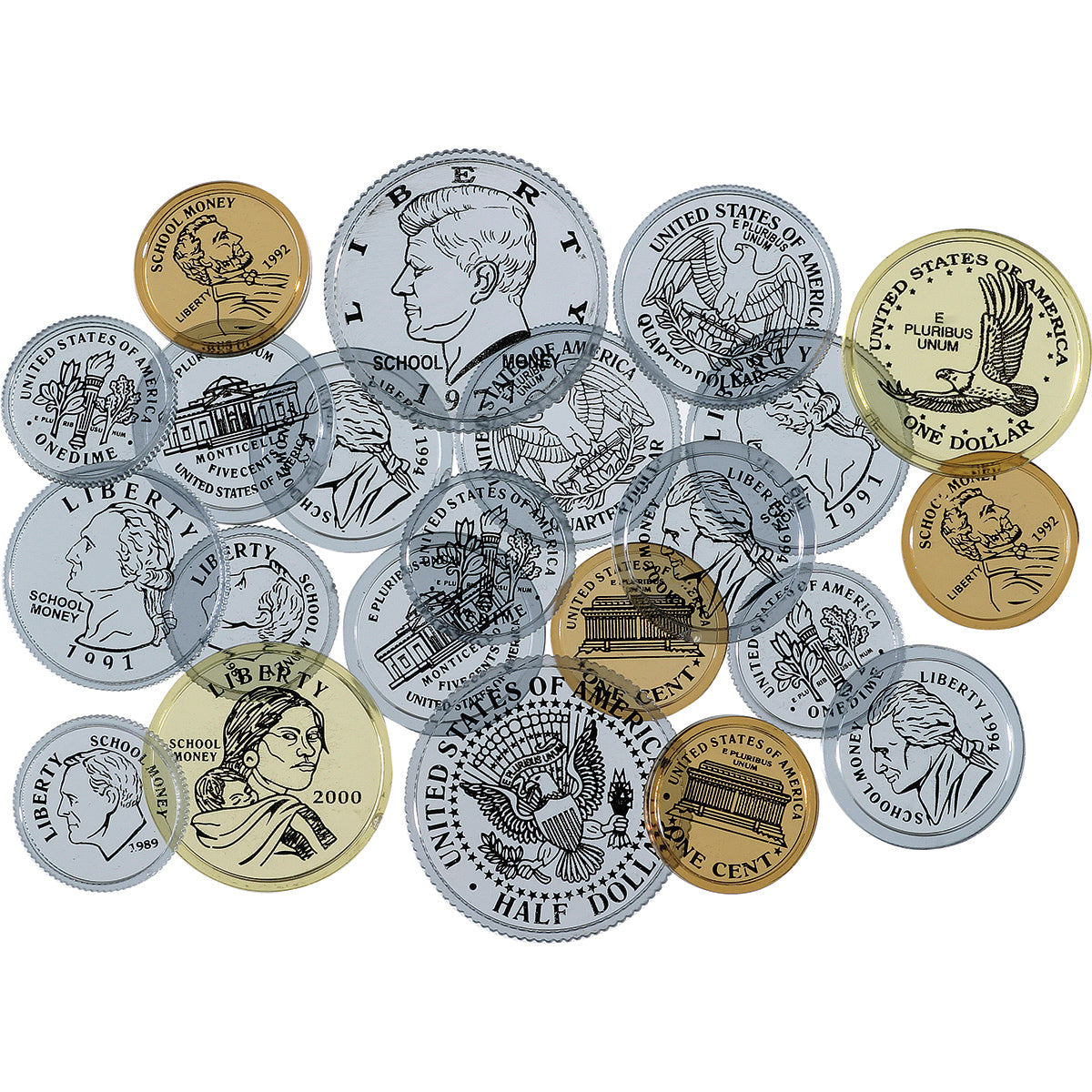 Overhead US Coins, Set of 45