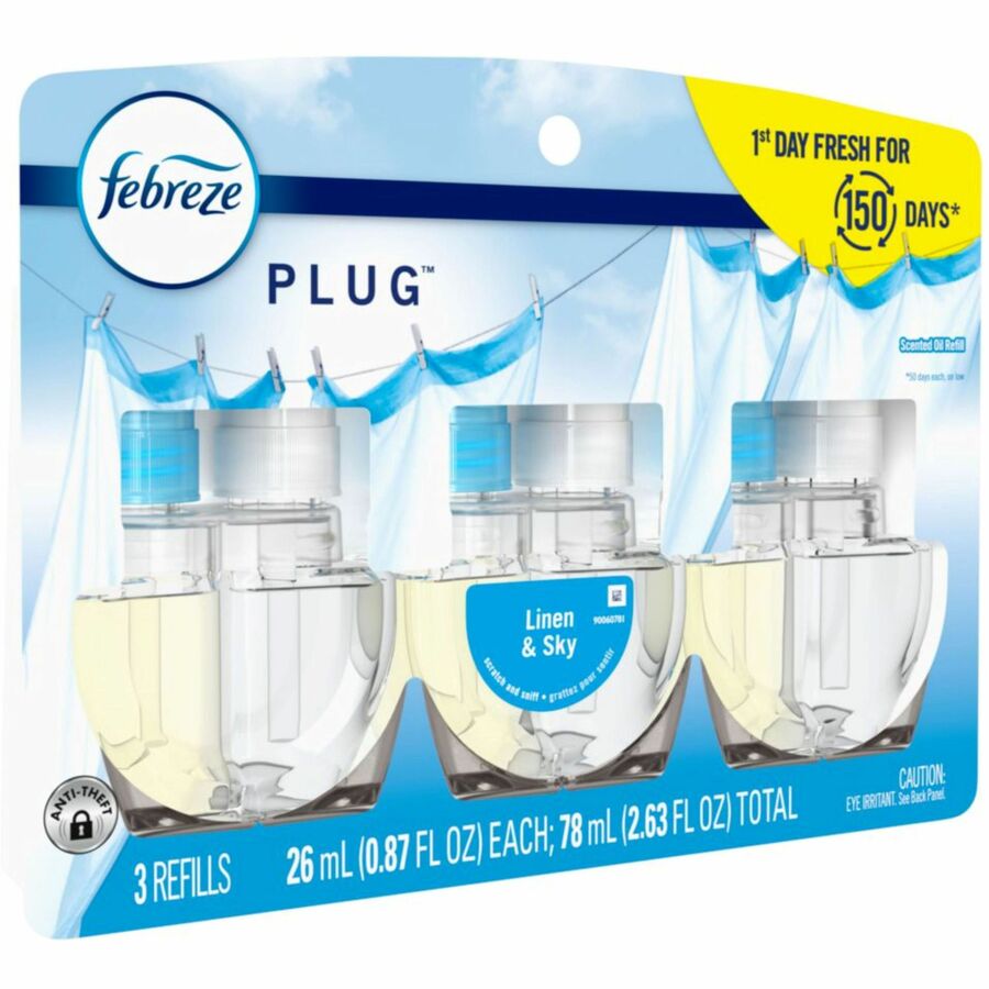 Febreze Plug Linen & Sky Oil Refill, 0.8 fl oz, 50 Day, 3 Pack
