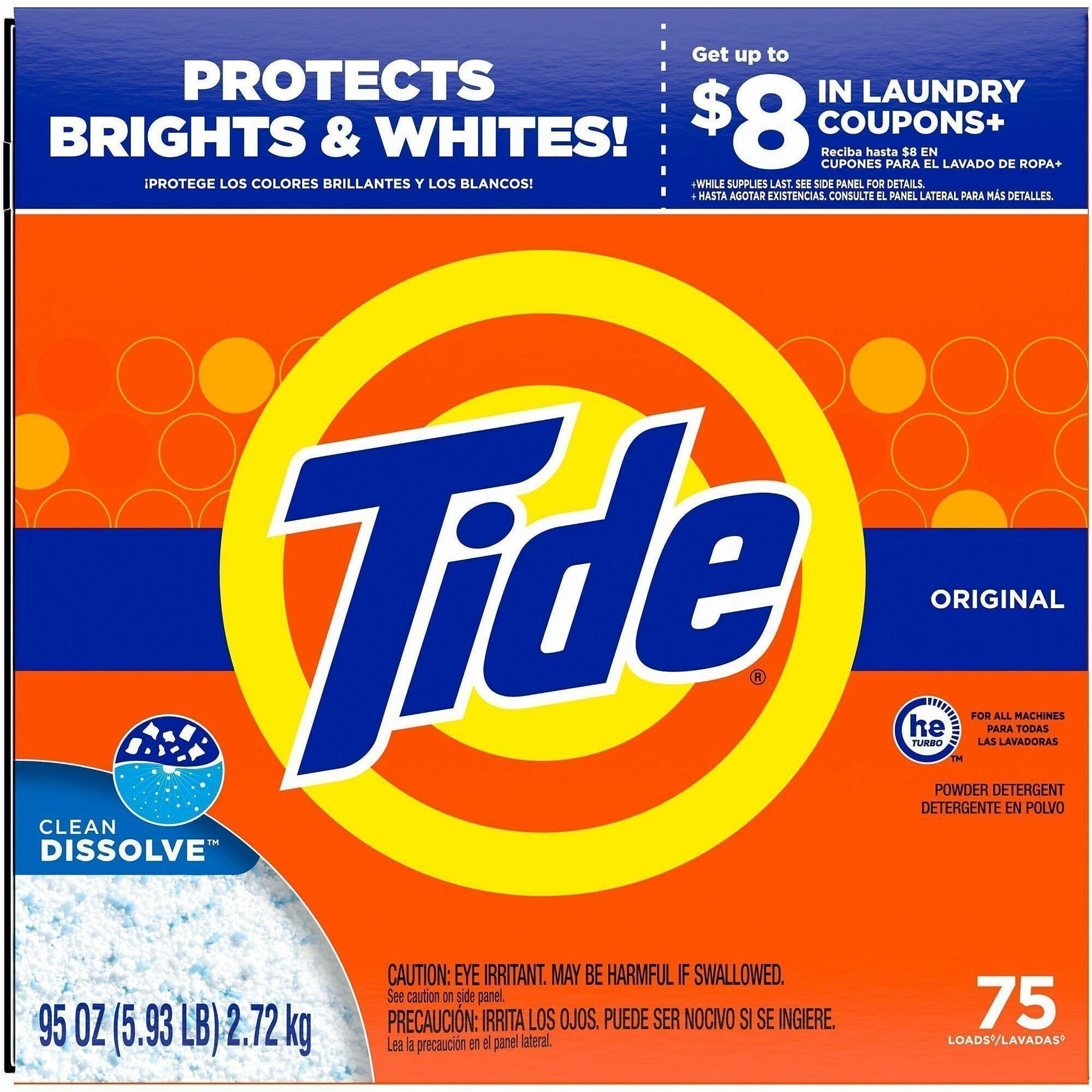 Tide Powder Laundry Detergent, Original Scent, 95 oz Box, 75 Loads, 3 Boxes per Carton