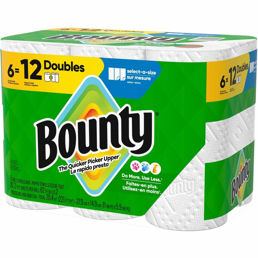 Bounty Select-A-Size Paper Towels, 2 Ply, Diamond Texture, Green, 82 Sheets per Roll, 6 Rolls per Carton