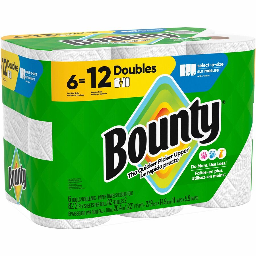 Bounty Select-A-Size Paper Towels, 2 Ply, Diamond Texture, Green, 82 Sheets per Roll, 6 Rolls per Carton