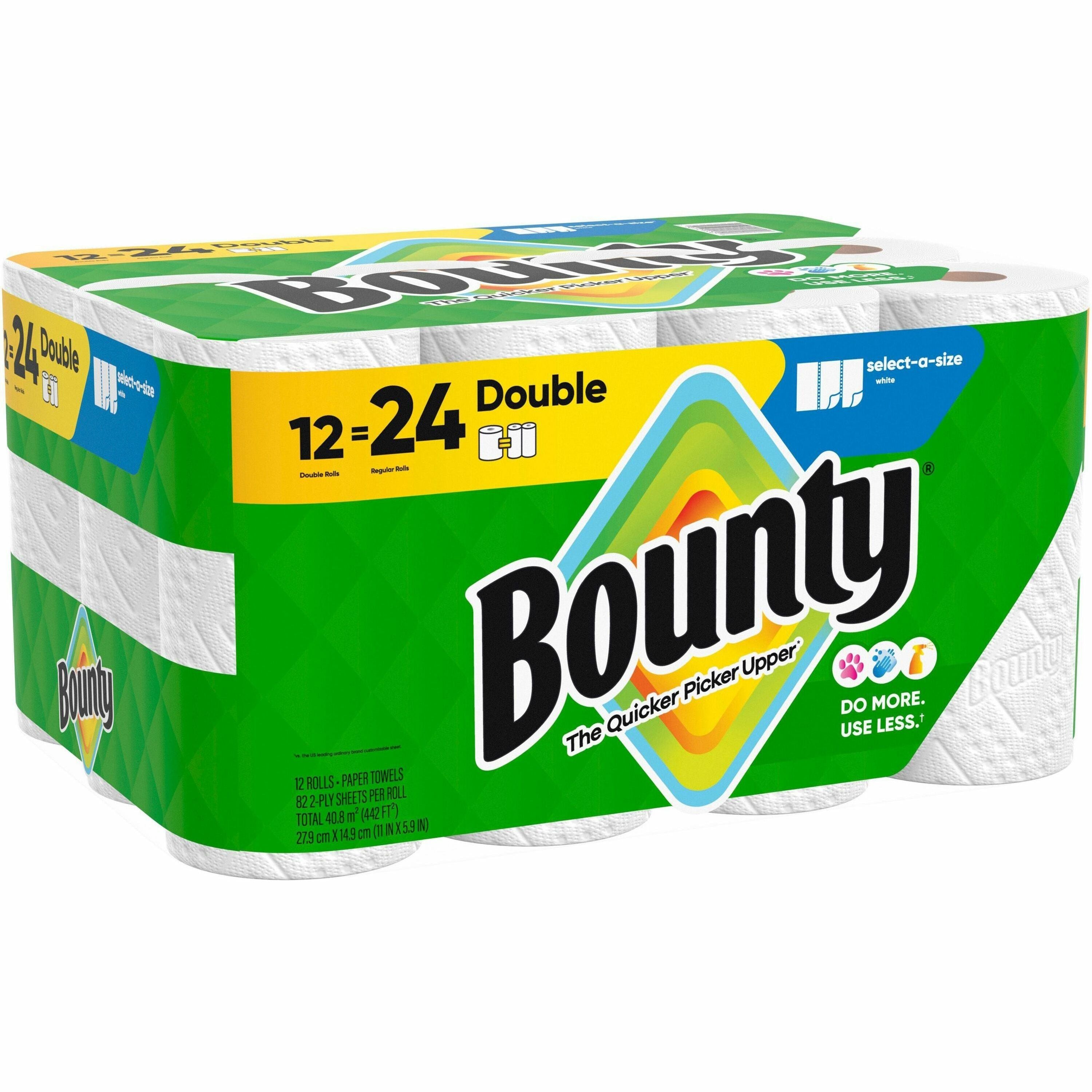 Bounty Select-A-Size Paper Towels, 2 Ply, Diamond Texture, Green, 82 Sheets per Roll, 12 Rolls per Carton
