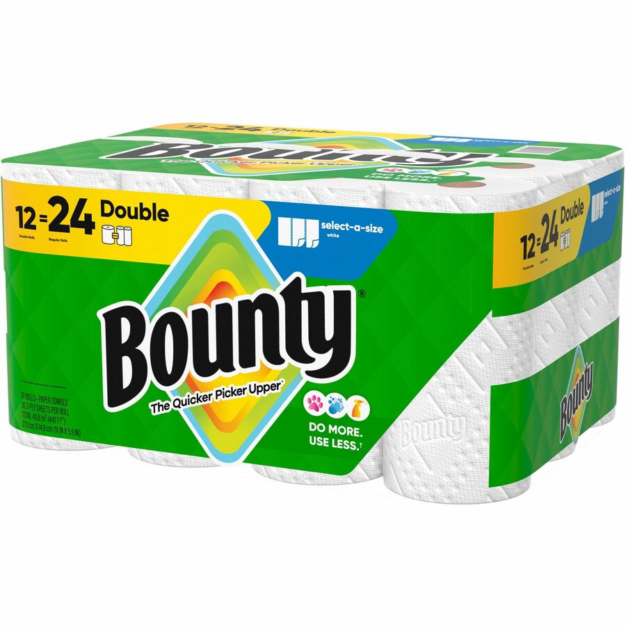 Bounty Select-A-Size Paper Towels, 2 Ply, Diamond Texture, Green, 82 Sheets per Roll, 12 Rolls per Carton