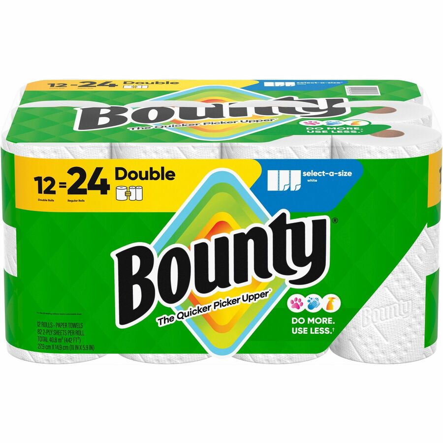 Bounty Select-A-Size Paper Towels, 2 Ply, Diamond Texture, Green, 82 Sheets per Roll, 12 Rolls per Carton