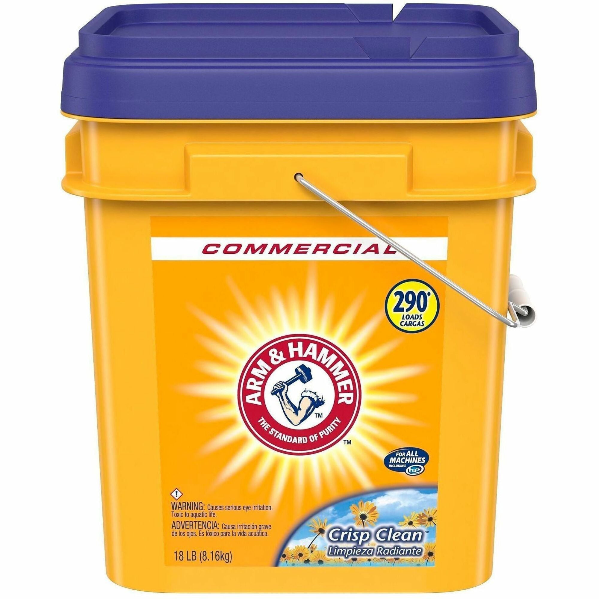 For Commercial, Washing Machine, Clothes, Laundry - Powder - 288 oz (18 lb) - Crisp Clean Scent - 290 Loads - Recommended For: Stain Remover, Dirt Remover, Odor Remover - Anti-septic, Deodorize - White - 1 Each