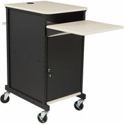 Oklahoma Sound® Jumbo Presentation Cart, Surface Color: Ivory Woodgrain/Black, Frame Color: Black