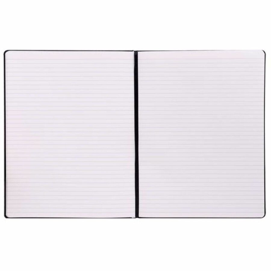 Pukka Pads Signature Notebook, 1 Subject, 96 Sheets (192 Pages), College Ruled, 5 7/64" x 8 1/5", Cream Paper, Black Vegan Leather Soft Cover, Casebound, Expandable Pocket, Elastic Closure, 1 Each