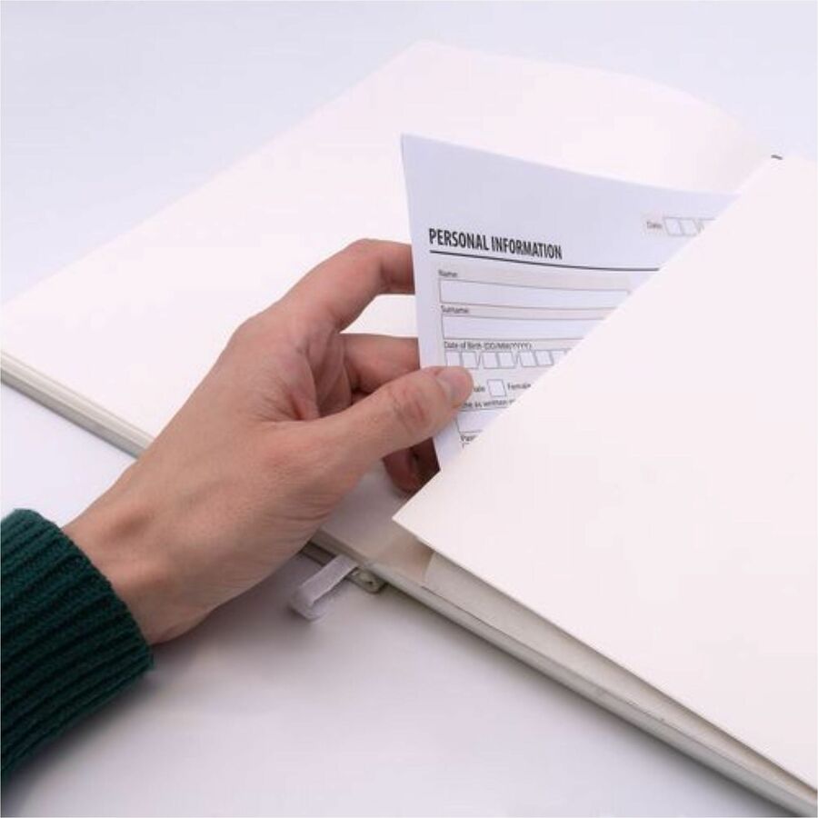 Pukka Pads Signature Notebook, 1 Subject, 96 Sheets, 192 Pages, College Ruled, 8.5" x 11", Cream Paper, Oatmeal Vegan Leather Soft Cover, Casebound, Expandable Pocket, Elastic Closure, 1 Each