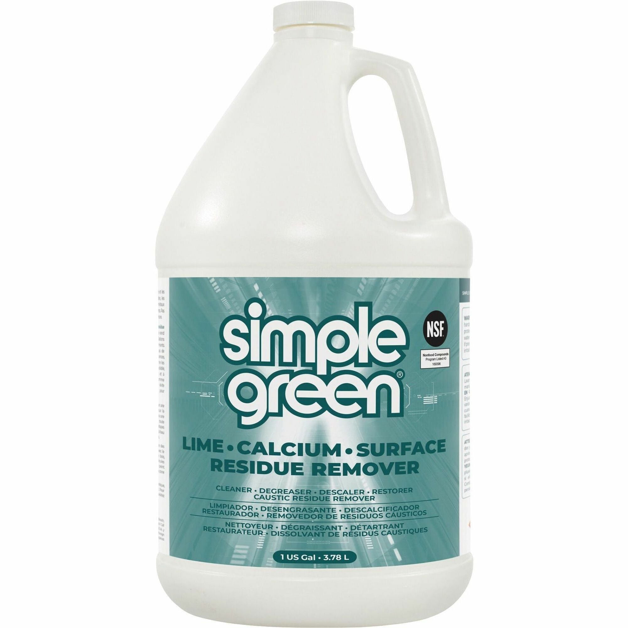Simple Green Lime-Calcium-Surface Residue Remover, 128 fl oz (4 quart), Pleasant Wintergreen Scent, Bleach-Free, Ammonia-Free, Phosphorous-Free, Non-Abrasive, Turquoise, 1 Each