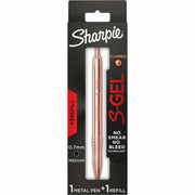 Sharpie S-Gel Pen, 0.7 mm Medium Point, Black Ink, Refillable, Retractable, Copper Plated Brass Barrel, 1 Pack with Bonus Ink Refill