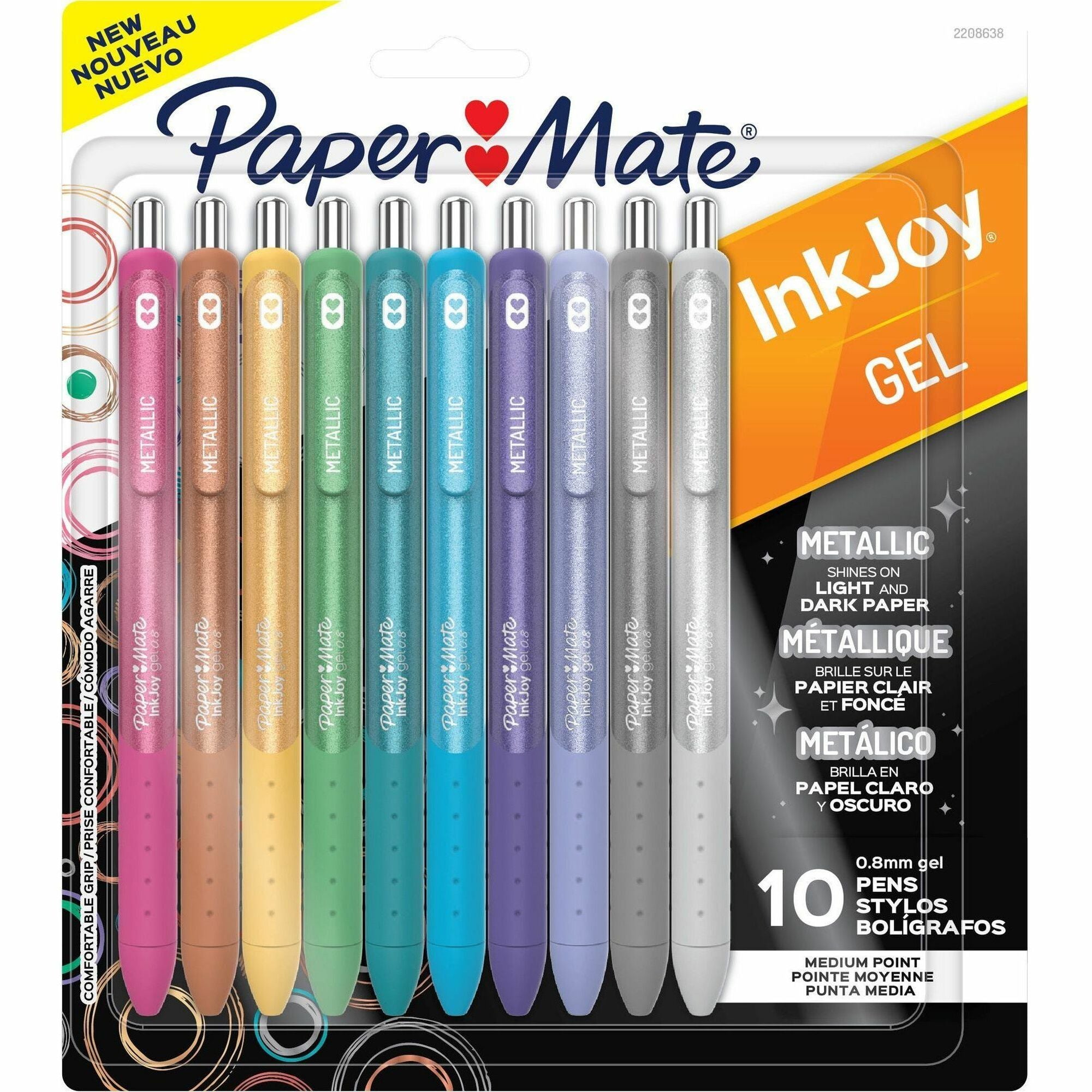 Paper Mate InkJoy Gel Pens, 0.8 mm Medium Point, Assorted Ink & Barrel Colors, 10 Pack