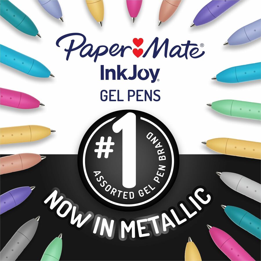 Paper Mate InkJoy Gel Pens, Assorted Metallic Ink, 0.8 mm Medium & 0.7 mm Pen Point, Gel-Based, 6 Pack