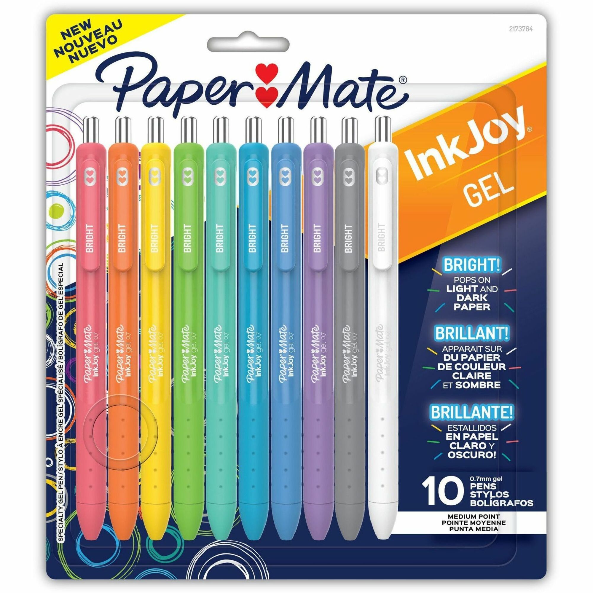 Paper Mate InkJoy Gel Pens, 0.7 mm, Assorted Ink and Barrel Colors, 10 Pack